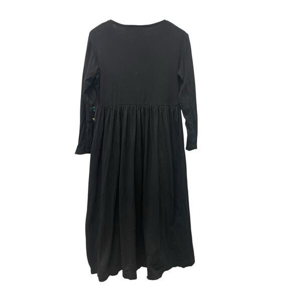 Michael Simon Christmas Dress S Black Midi Holiday Festive Embroidered‎ Pockets - Picture 3 of 6